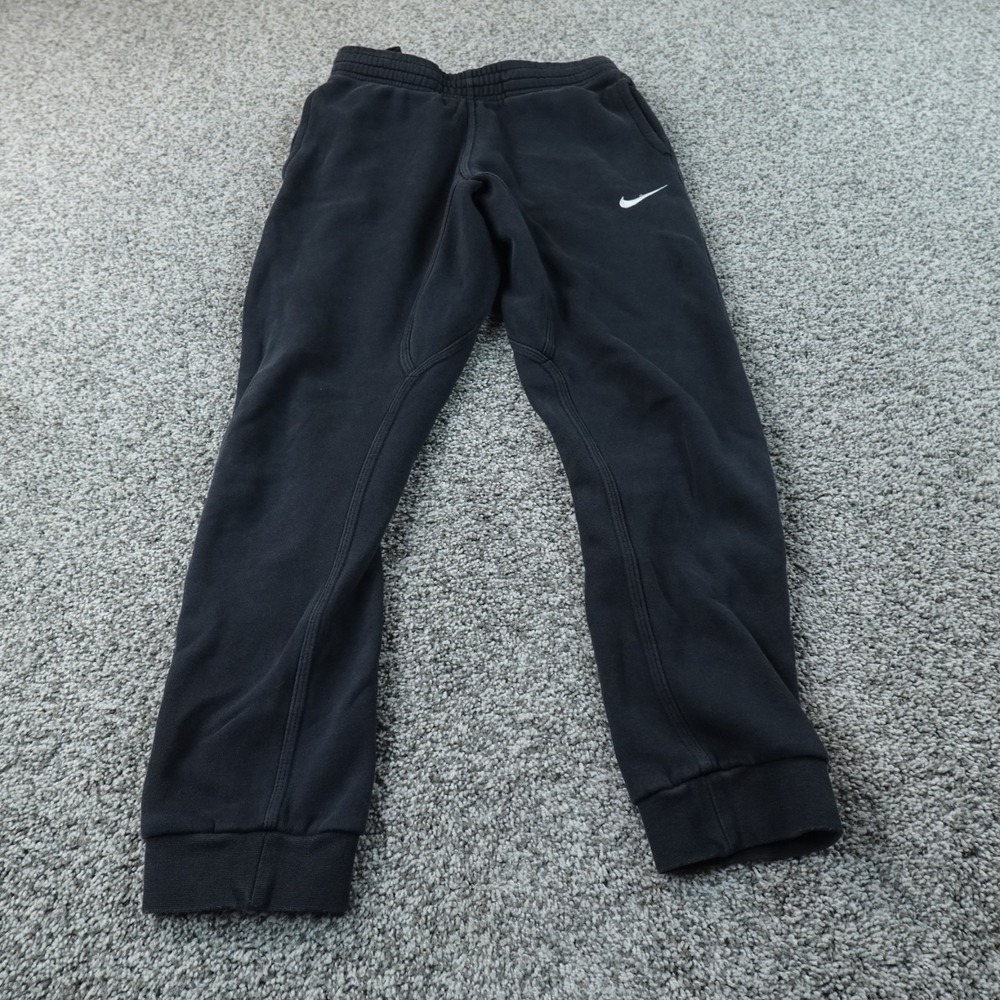 Nike Sweatpants Mens S Black Fleece Jogger Pants Drawstring Swoosh Workout Gym